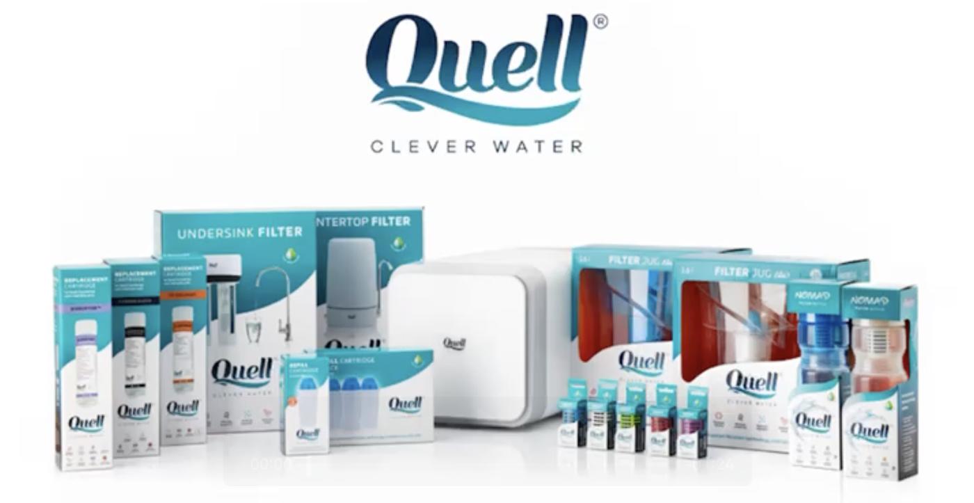 Quell drinking water filtration products and cartridges